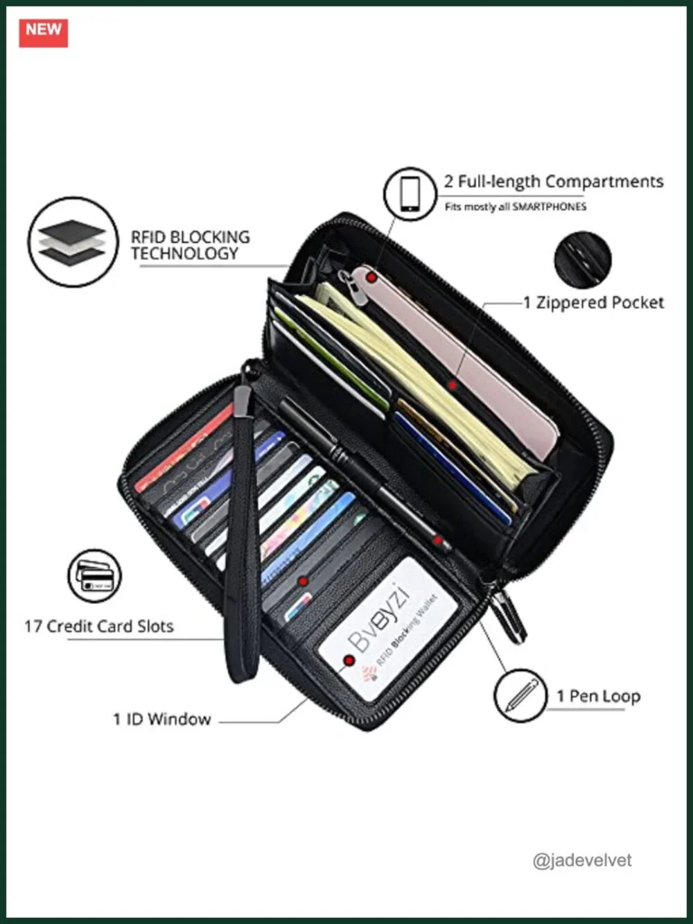 Women's Genuine Leather RFID Blocking Travel Wallet Wristlet Zip Around Large